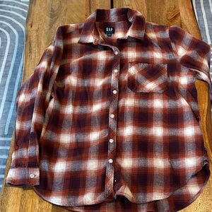 GAP Burgundy and White Plaid Shirt - Women’s